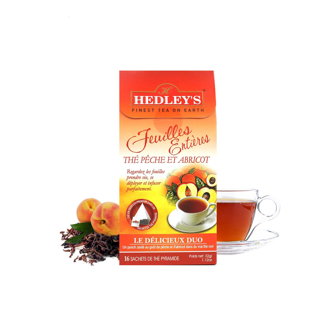 Hedley's Full Leaf Peach Apricot Tea - 16 Pyramid Tea Bags