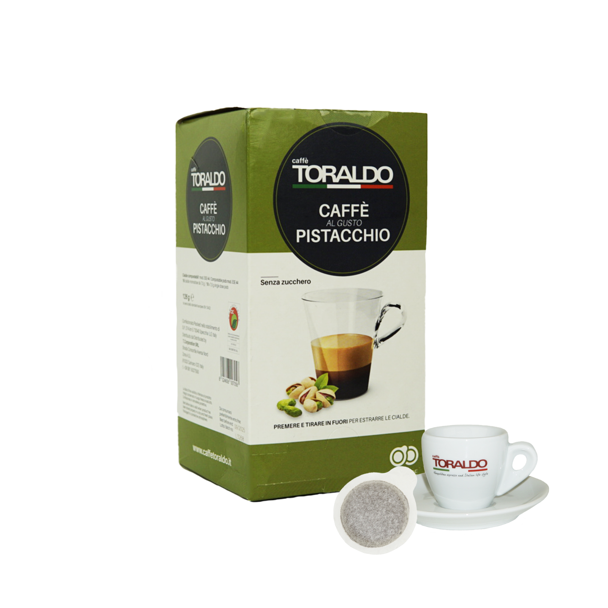 Caffe Toraldo - E.S.E. Pods - Pistachio Flavored Coffee - Single Serve