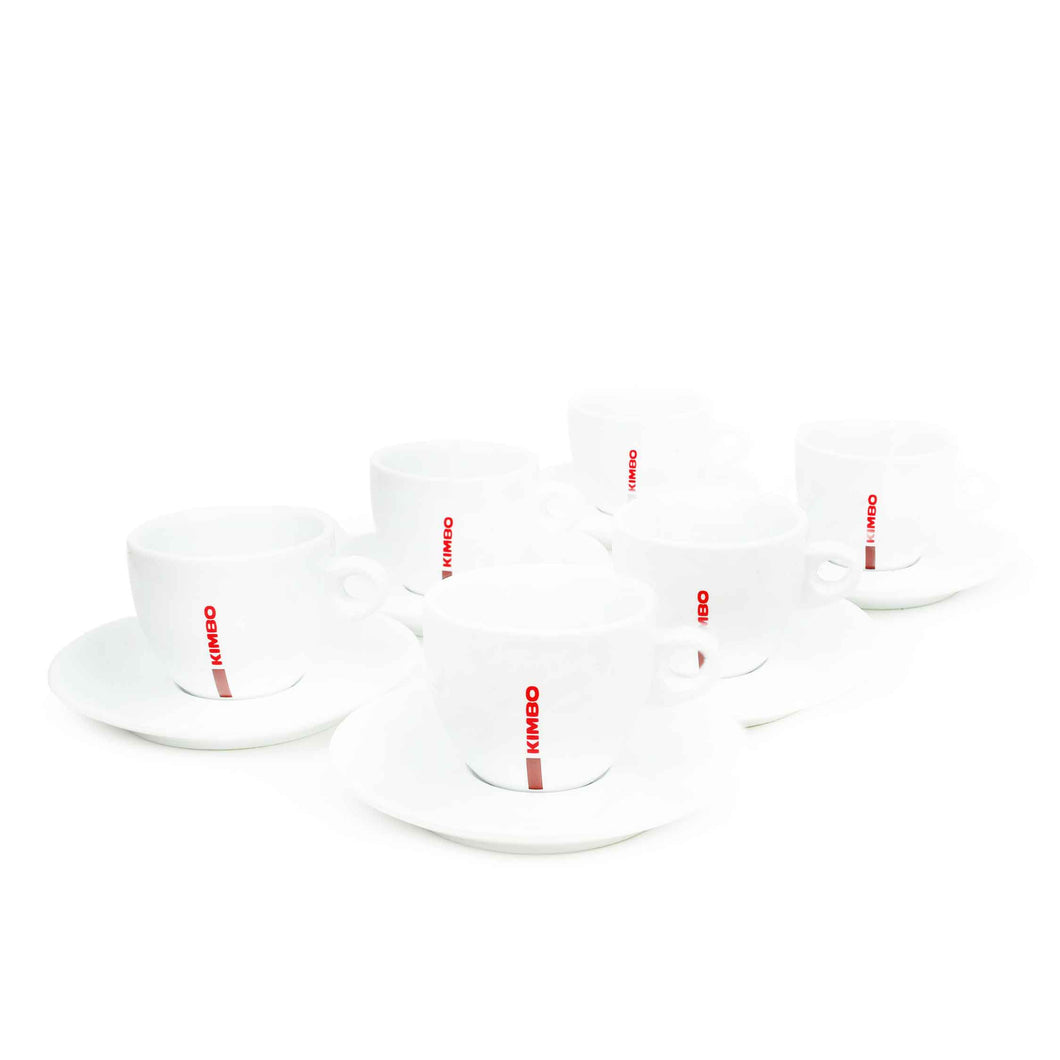 Kimbo - Cappuccino Coffee Cups - Set of 6 Original Cups and Saucers