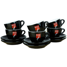 Load image into Gallery viewer, Fantini - Cappuccino Coffee Cups - Set of 6 Black Cups and Saucers
