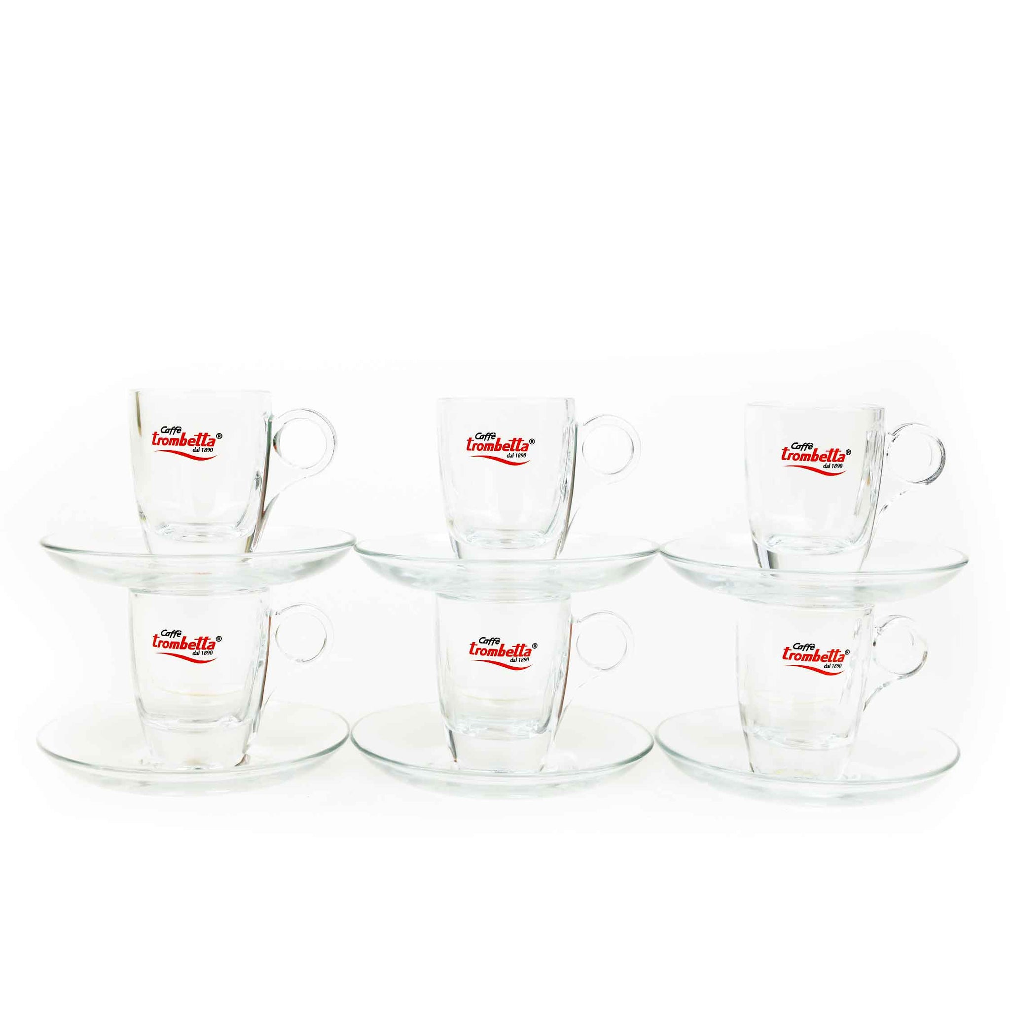 Caffe Trombetta - Espresso Coffee Cups - Clear Glass - Set of 6 Cups a