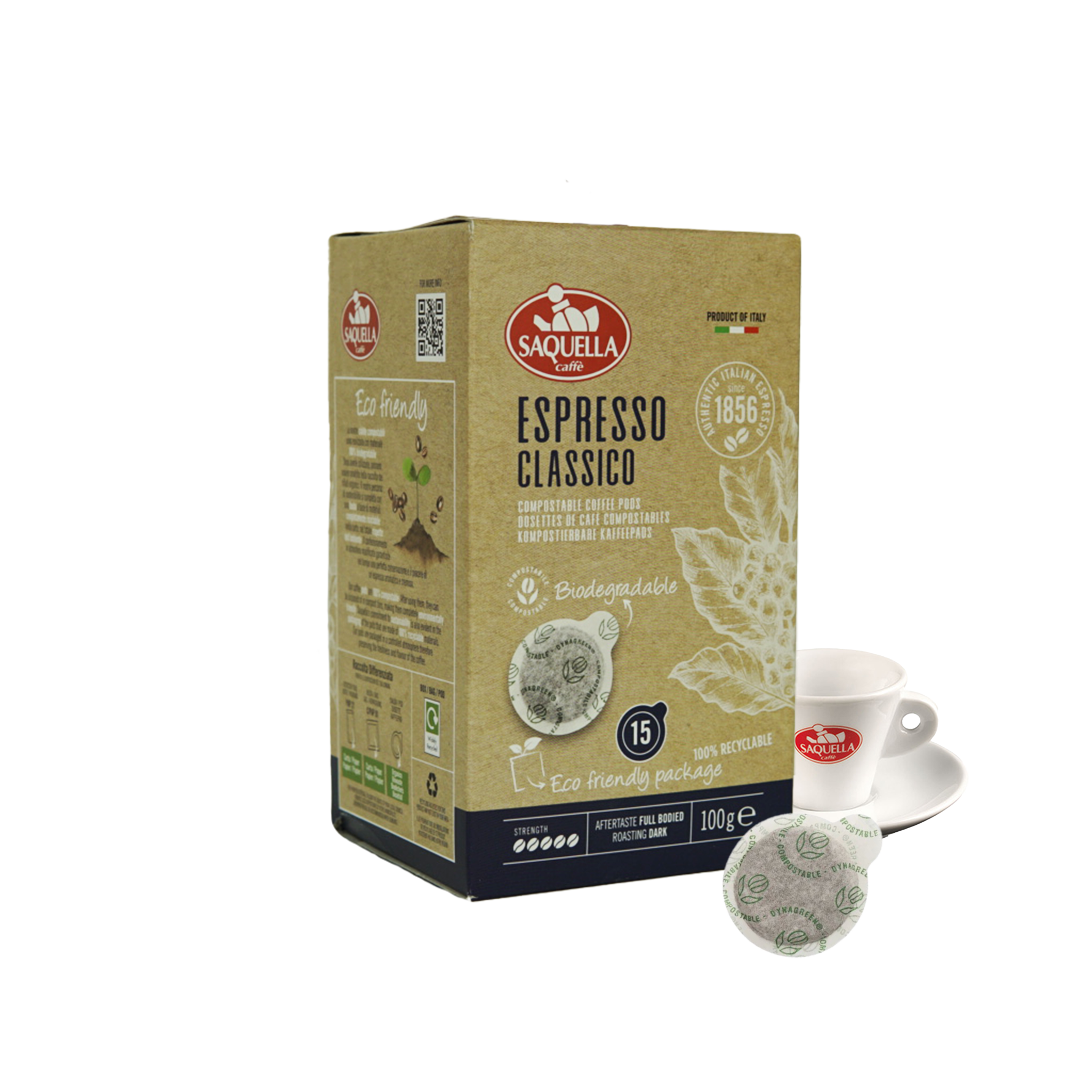 Saquella - E.S.E. Pods - Espresso Classico - Medium Roast - Single Ser