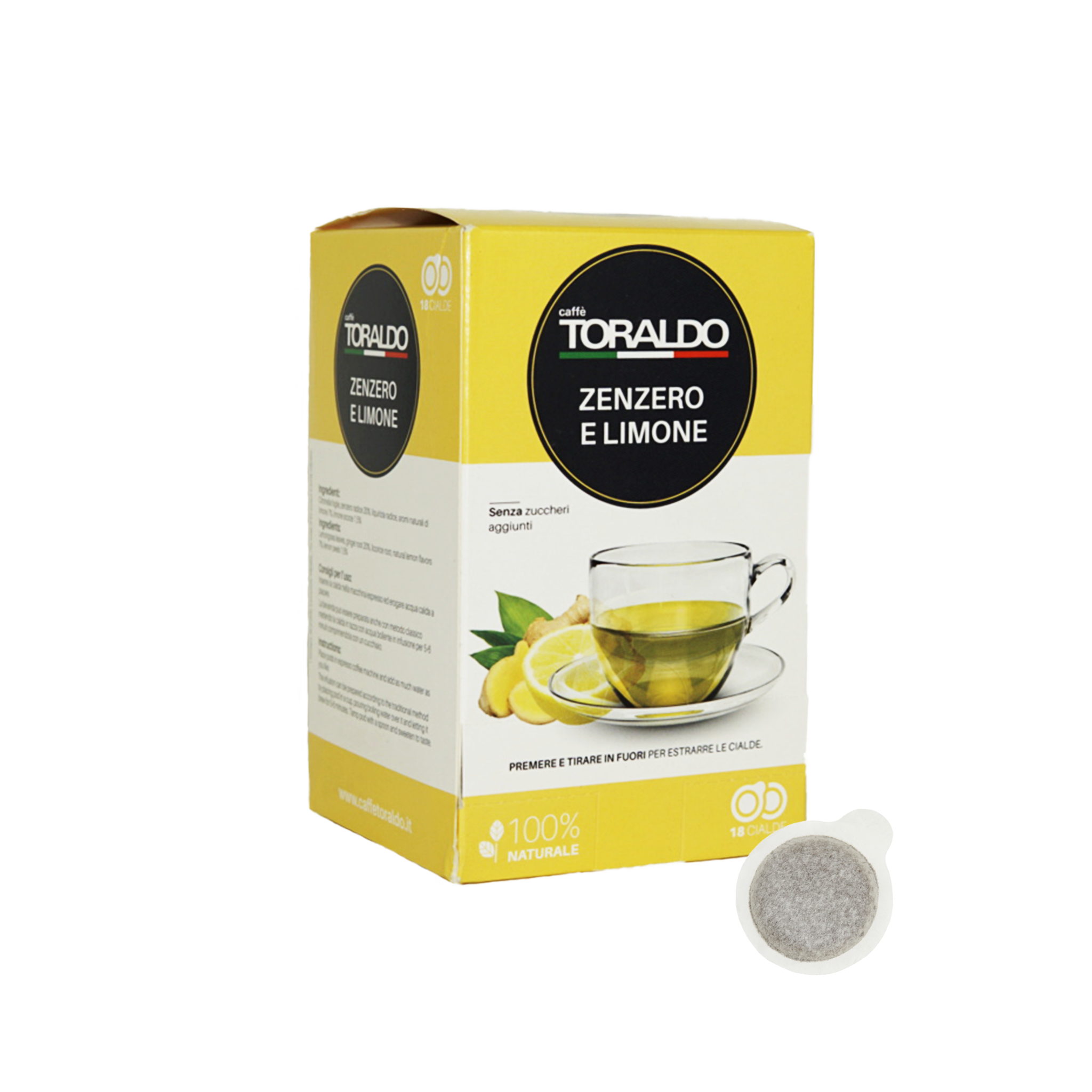 Caffe Toraldo - E.S.E. Pods - Ginger & Lemon - Single Serve Compostable Pods