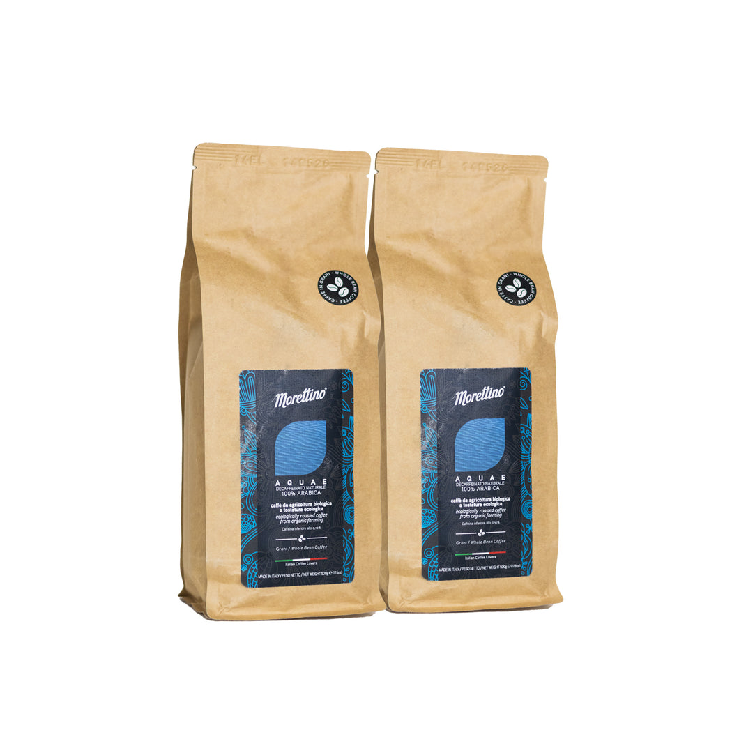 Aquae - Organic 100% Arabica - Whole Coffee Beans - Naturally Decaffeinated