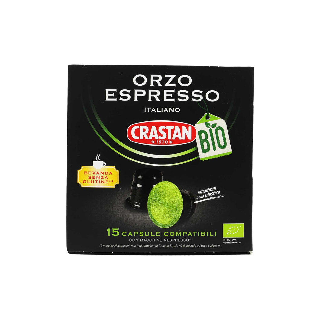 Crastan NESPRESSO® Compatible Capsules - Orzo Espresso - Bio - 15 Capsules