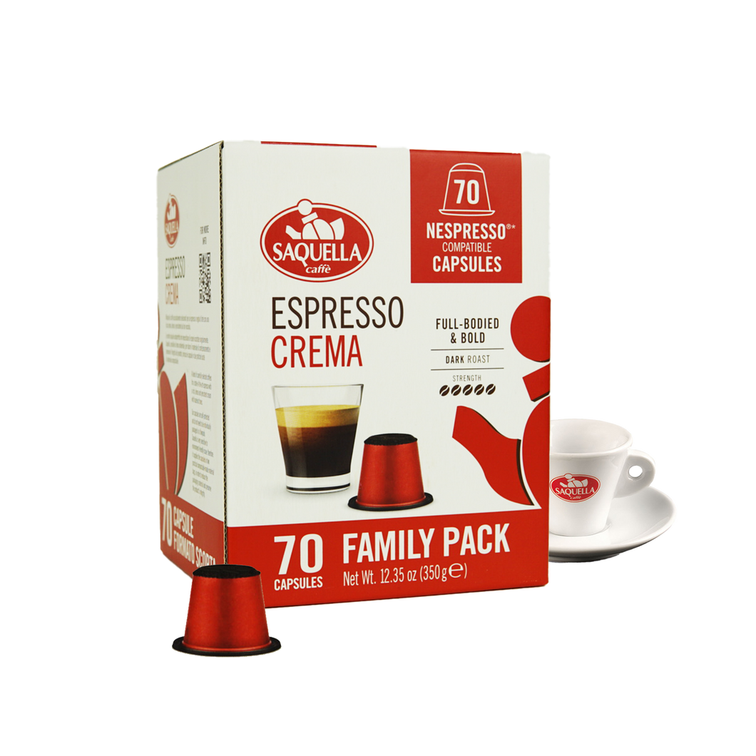 Saquella - NESPRESSO® Compatible - Espresso Crema - Economy Pack - 70 Capsules