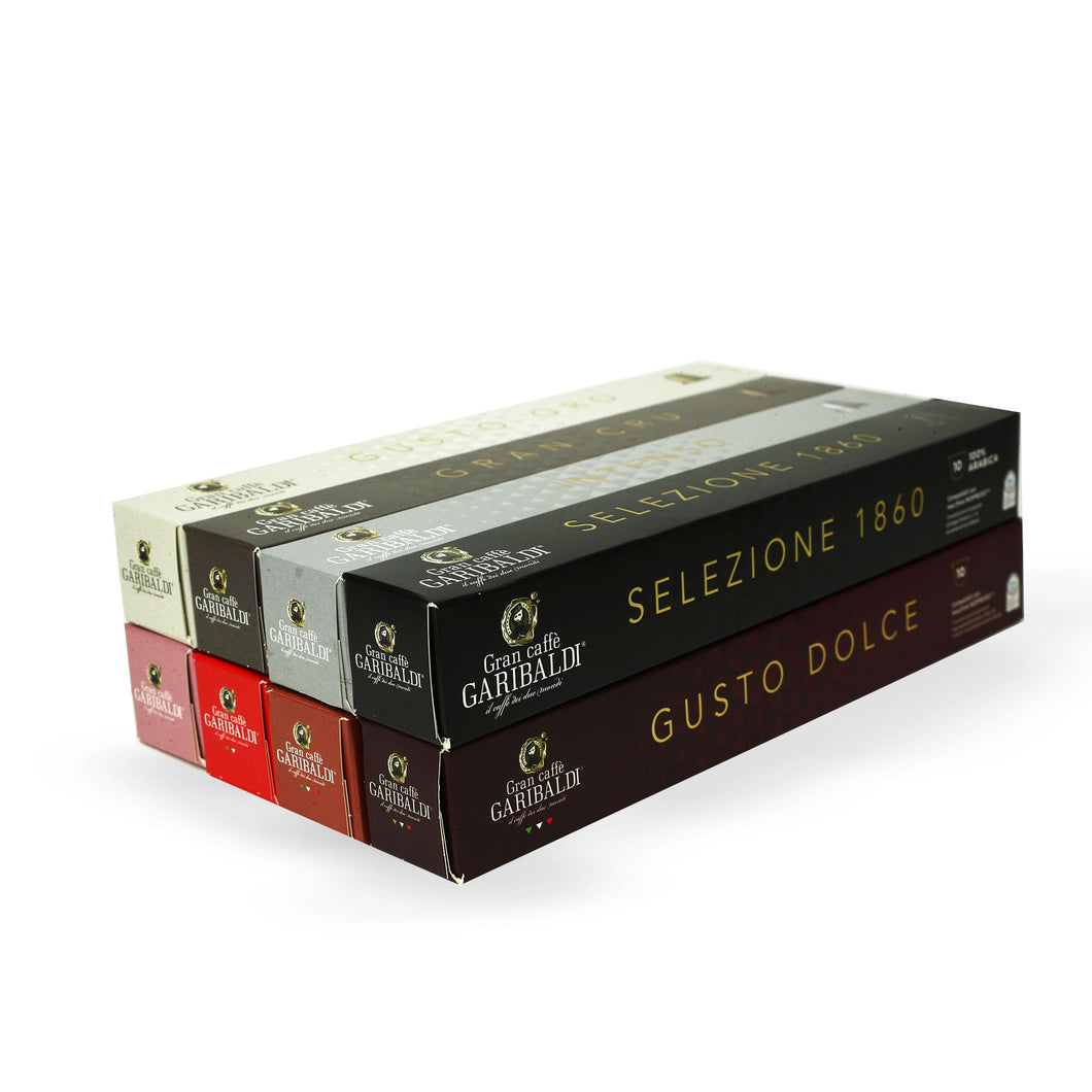 Gran Caffe Garibaldi - NESPRESSO® Compatible - Sleeve Pack - Discovery Gift Set - 80 Capsules